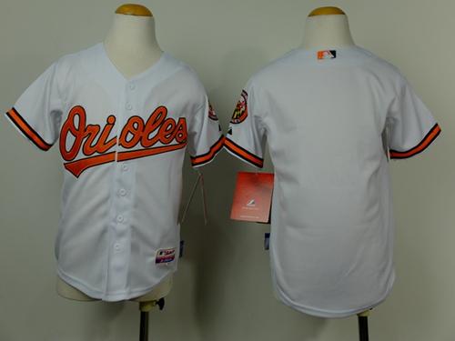 Orioles Blank White Cool Base Stitched Youth MLB Jersey - Click Image to Close